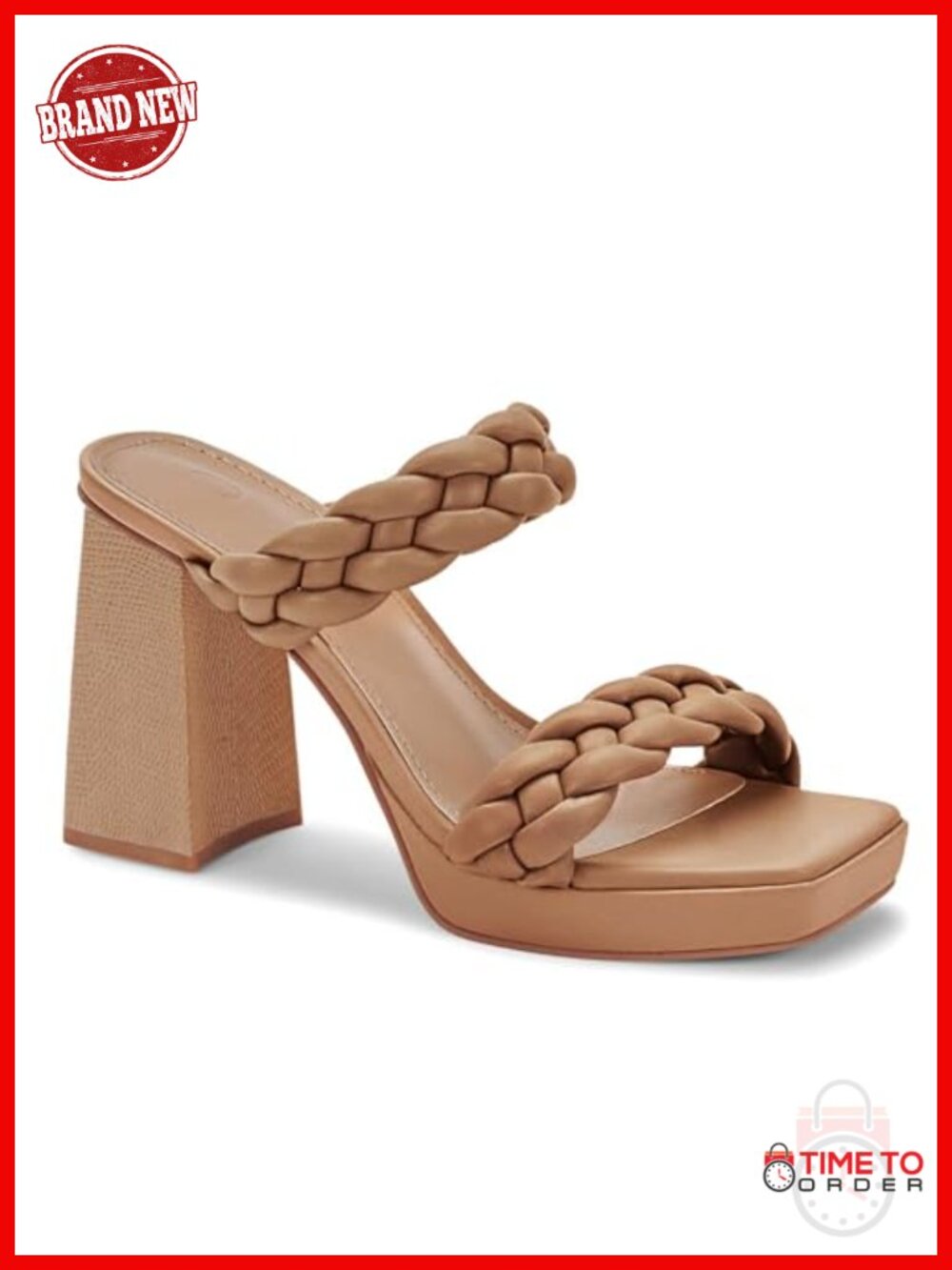 Coutgo Platform Heeled Sandals with Braided Strap and Chunky Heel
